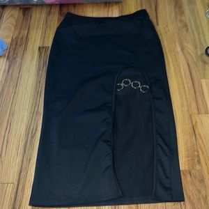 Black midsize, Fashion Nova skirt leg cut out